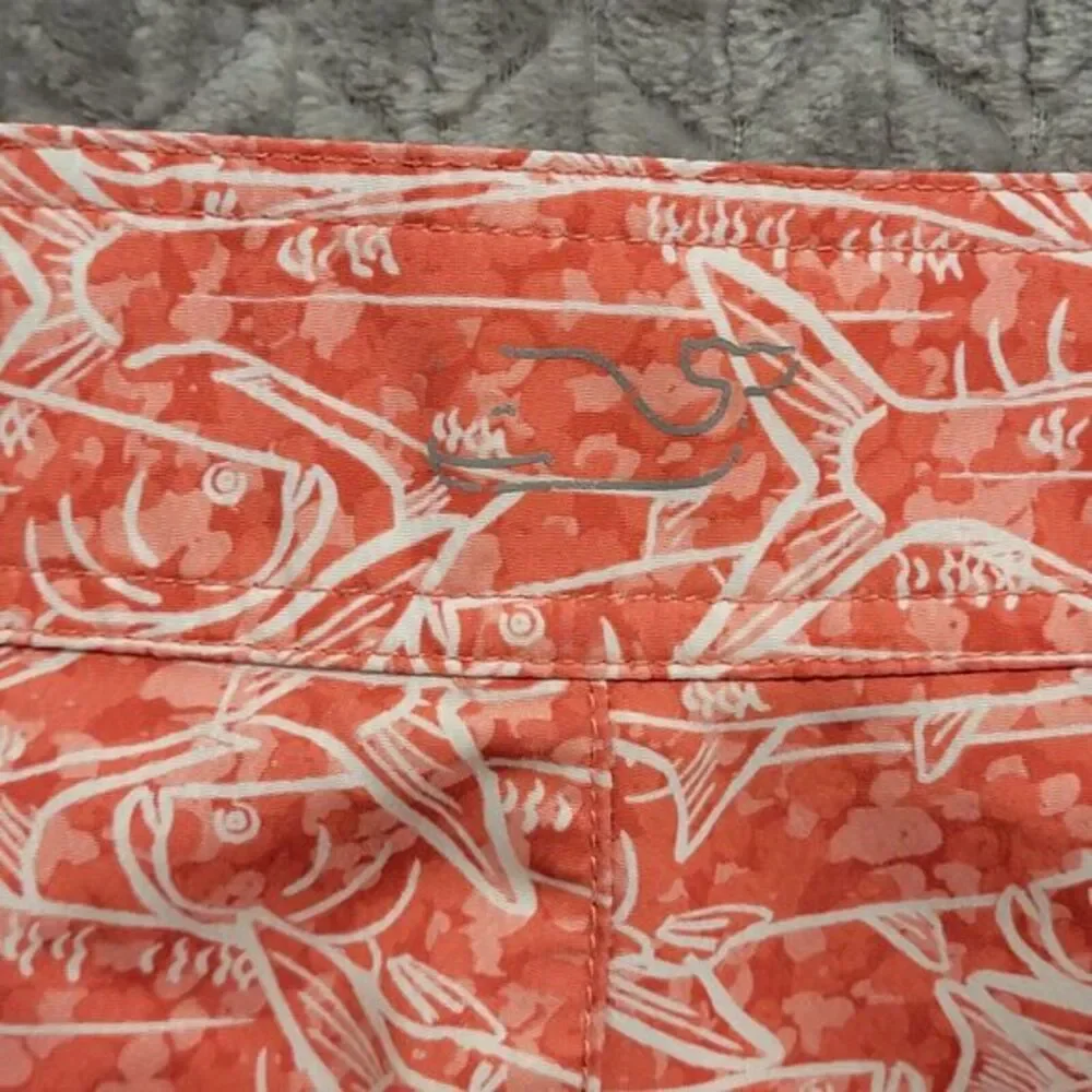 Vineyard‎ Vines Men's Swim Board Shorts Sz 30 Coral Pink Fish Surfing